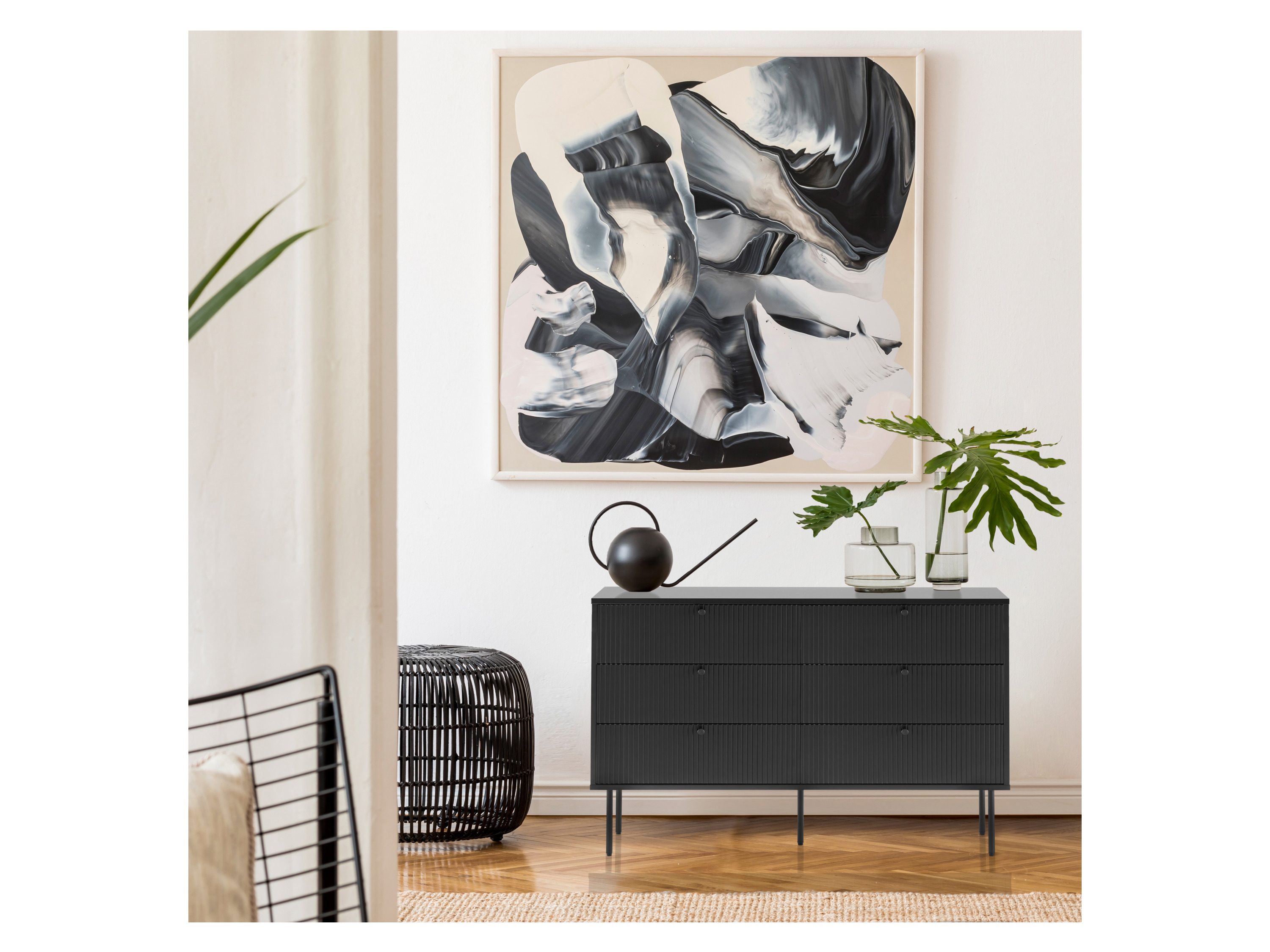 HJH LIVING Kommode KARBY 4 Schubladen Schwarz – Bild 3 von 4