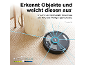 Saugroboter mit Hinderniserkennung auf einem Teppich.