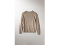 Rückansicht eines beigen langärmeligen Strickpullovers