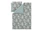 Bettwäsche-Set mit tropischem Vogel- und Blattmuster, hellblaue Rückseite