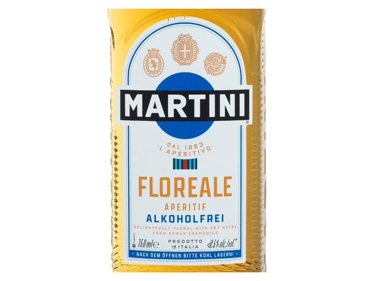 Flasche Martini Floreale, ein alkoholfreier Aperitif mit blumigen Noten und Kamille.