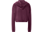 Bordeauxroter Samt-Hoodie für Damen, Rückansicht.