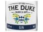 The Duke Munich Dry Gin Etikett mit Zitronen, Heidelbeeren und Hopfen.