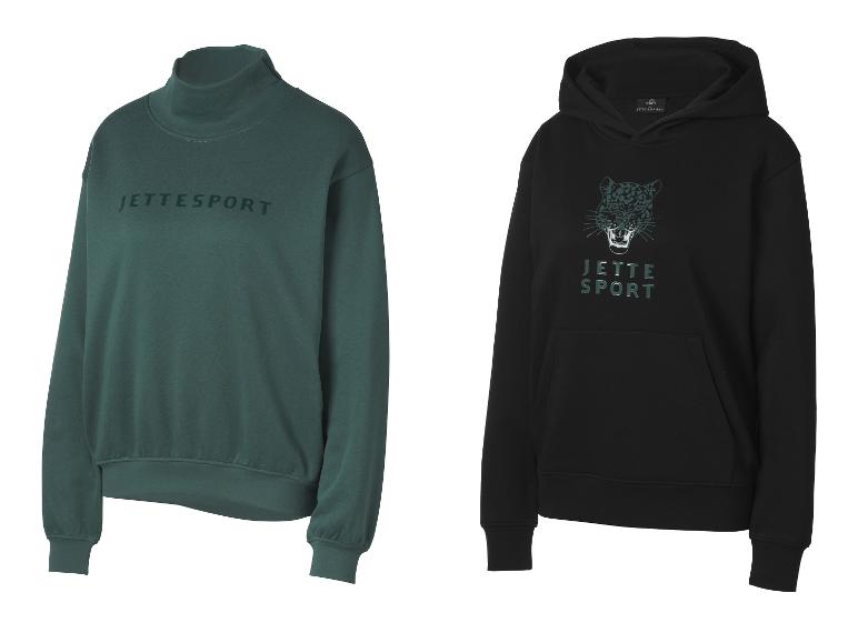 Grüner Rollkragenpullover und schwarzer Hoodie Jette Sport