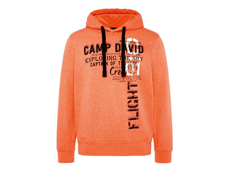 Oranger Camp David Kapuzenpullover mit schwarzem Luftfahrt-Aufdruck.