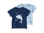 Blaue Baby-T-Shirts mit Hai- und Fischmotiv.