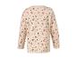 Cremefarbenes Langarmshirt mit rosa und bordeauxrotem Blumenmuster, Rückansicht.