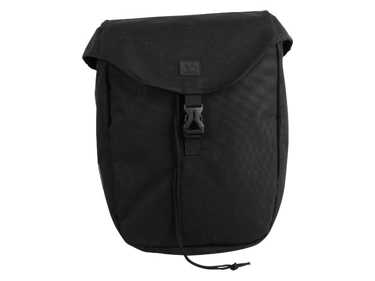 Schwarze Fahrradtasche mit Klappe und Schnallenverschluss