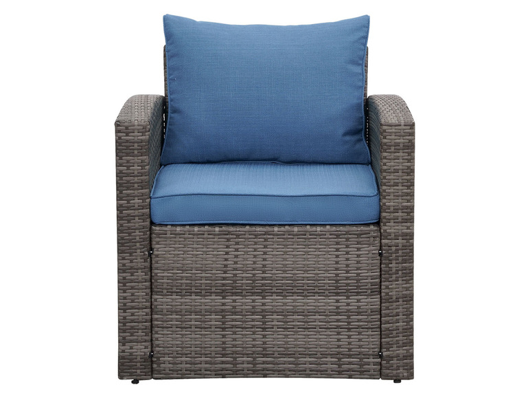 Gehe zu Vollbildansicht: MeXo Gartenmöbel 7-Sitzer Lounge-Set, mit Tisch und Aufbewahrung inkl. Polster, grau/blau - Bild 8