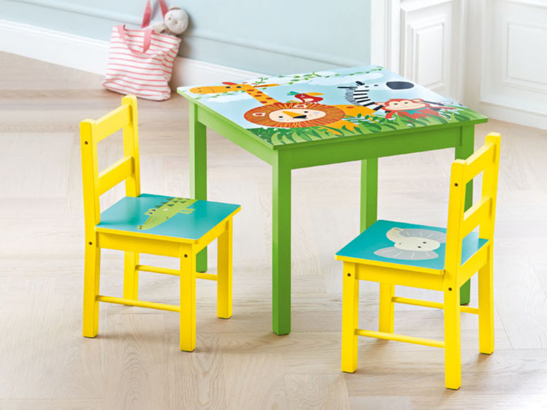 Gehe zu Vollbildansicht: LIVARNO home Kindertisch mit 2 Stühlen, mit Safari-Motiven - Bild 4