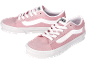 Rosa Canvas-Sneaker mit weißen Schnürsenkeln und Seitenstreifen.