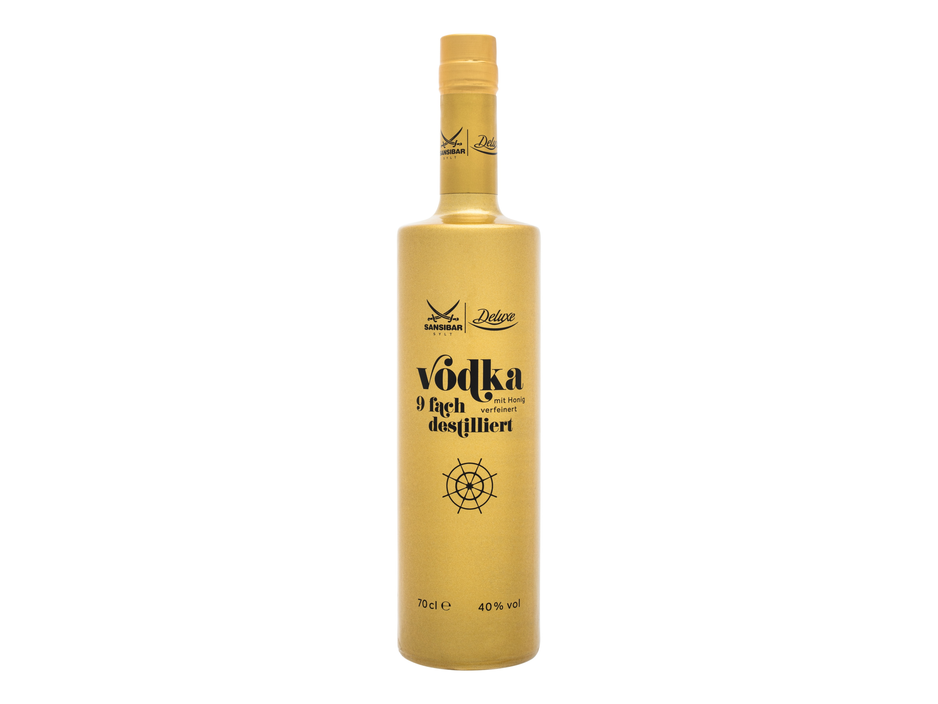 SANSIBAR DELUXE Vodka 9-fach destilliert 40% vol““ | Deutschland Nährwertdeklaratio n: Je 100 ml Energie 971 kJ / 232 kcal 0 g davon gesättigte säuren 0 g Kohlenhydrate 0,3 g davon Zucker 0 g Eiweiß 0 g Salz 0 g Zutaten: Destillat 100 % Weizen, Wasser““