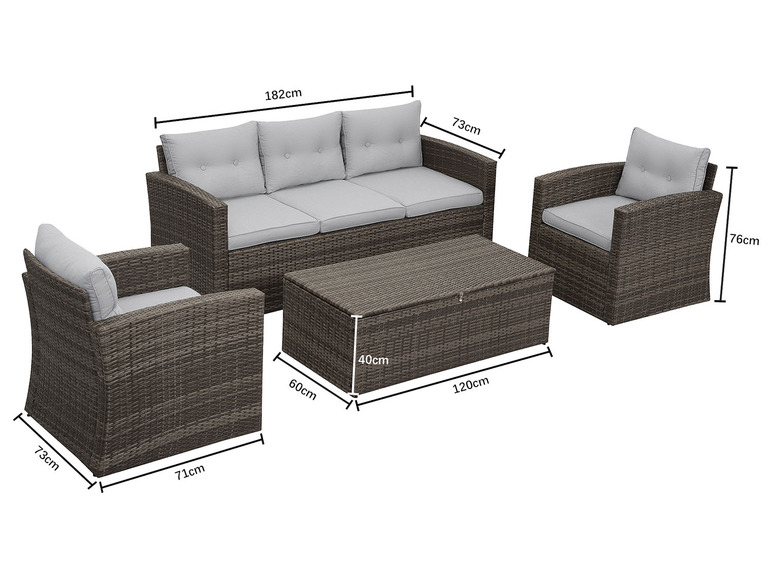Gehe zu Vollbildansicht: MeXo Gartenmöbel 5-Sitzer Lounge-Set inkl. Polster - Bild 21