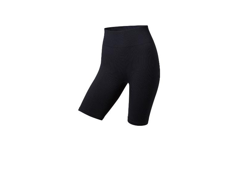 Schwarze gerippte Fahrradshorts für Damen.