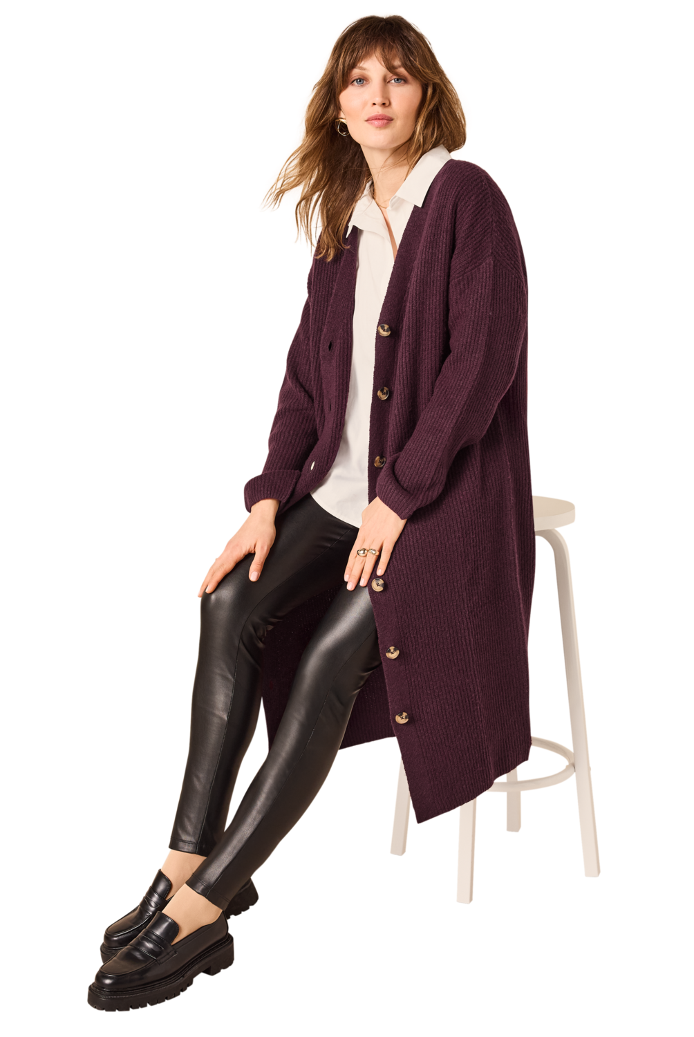 ESMARA® Damen Grobstrick-Cardigan (Lila, M(40/42)) – Bild 2 von 3