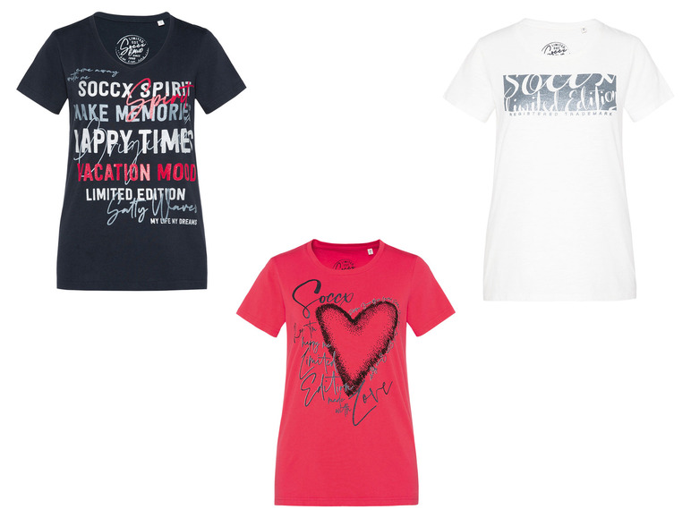 Gehe zu Vollbildansicht: Soccx Damen T-Shirt mit Glitterdruck - Bild 1