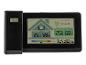 Digitales Thermo-Hygrometer mit Display, das Innen- und Außentemperatur, Luftfeuchtigkeit und Uhrzeit anzeigt.