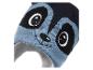 Kinder-Strickmütze mit Panda-Motiv in Blau und Schwarz