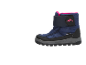 Marineblauer und pinker Kinder-Winterstiefel mit der Aufschrift „WATERPROOF“.