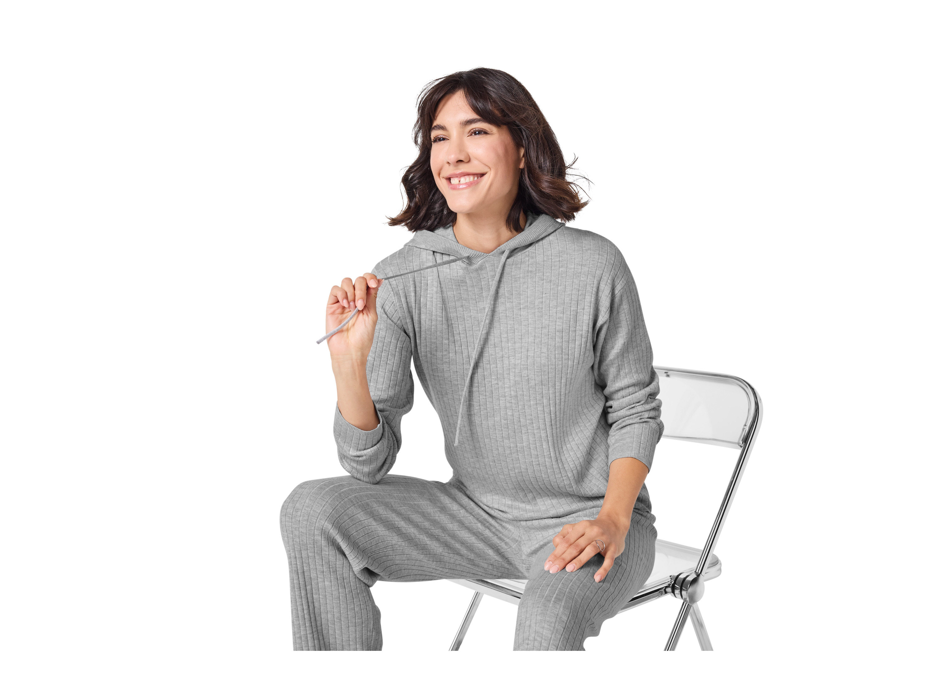 Thumbnail - esmara® Damen Pullover Kapuze (Grau, S(36/38))