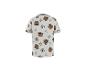 Kinder-T-Shirt mit Muster aus Teddybärenköpfen mit Mützen, Fußbällen und den Buchstaben N und P.
