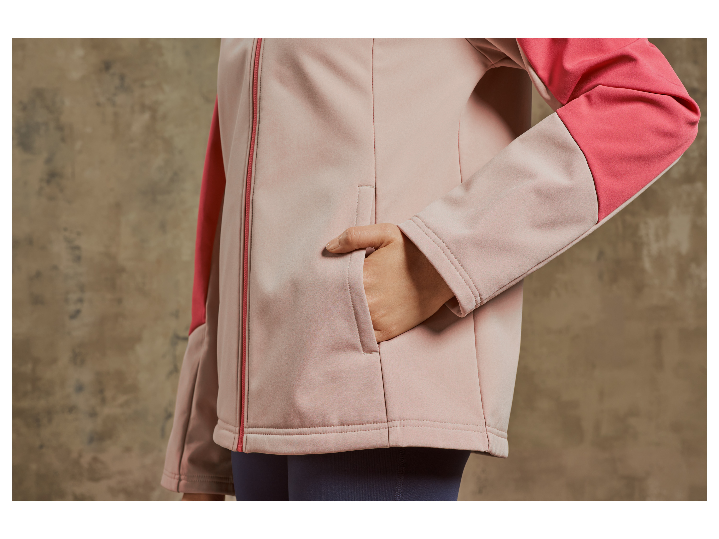 Thumbnail - CRIVIT Damen Jacke Softshell Thermo Outdoor (L(44/46), beige/rot)