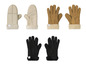 Sechs Paar Sandstorm Lederhandschuhe in Braun, Beige und Schwarz.