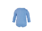 Hellblauer Langarm-Babybody, Rückansicht.