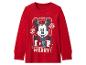 Rotes Langarm-Sweatshirt mit weihnachtlichem Mickey-Maus-Motiv und der Aufschrift „MERRY!“