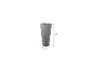 Grauer Regenwassertank mit Wasserhahn, 120 cm hoch und 58 cm breit.