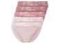 Drei Paar rosafarbene Höschen mit Spitze.