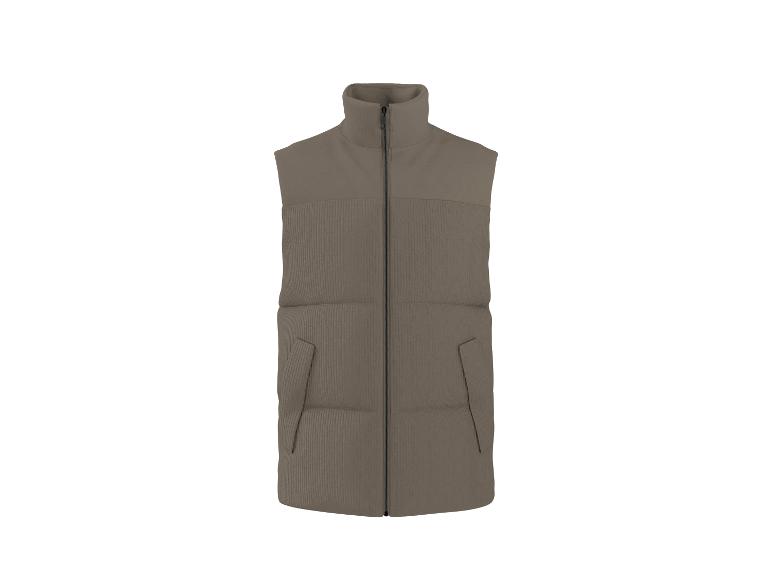 Herren-Steppweste mit Reißverschluss und Stehkragen, in Khaki.