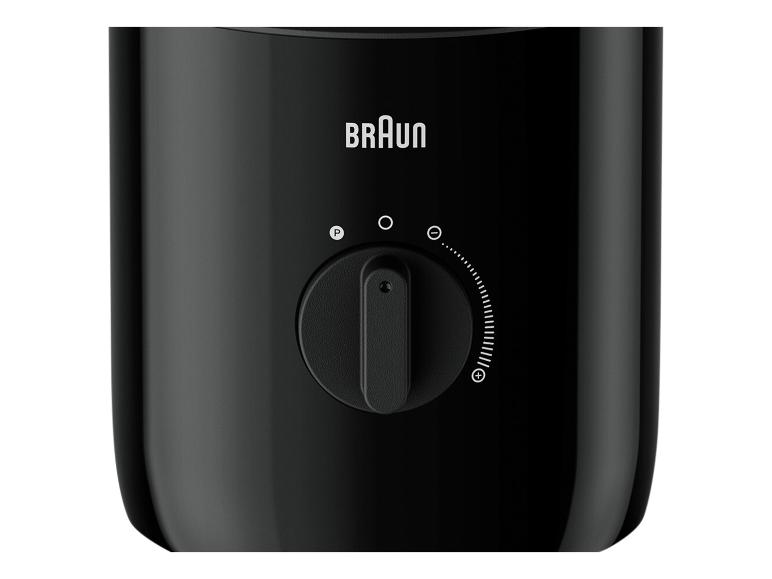 Schwarzes Küchengerät mit Drehregler und Geschwindigkeitseinstellungen