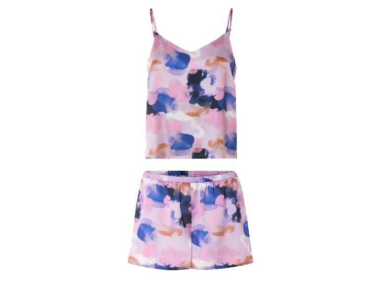 Damen-Seidenpyjama mit abstraktem Muster.