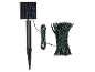 Solar-LED-Lichterkette mit Solarpanel und Erdspieß.