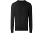 Schwarzer Langarmpullover mit Rundhalsausschnitt.