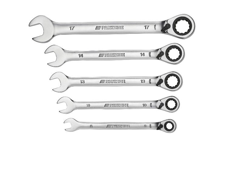 Parkside Schlüsselsatz: Ringschlüssel und Ratschenschlüssel.