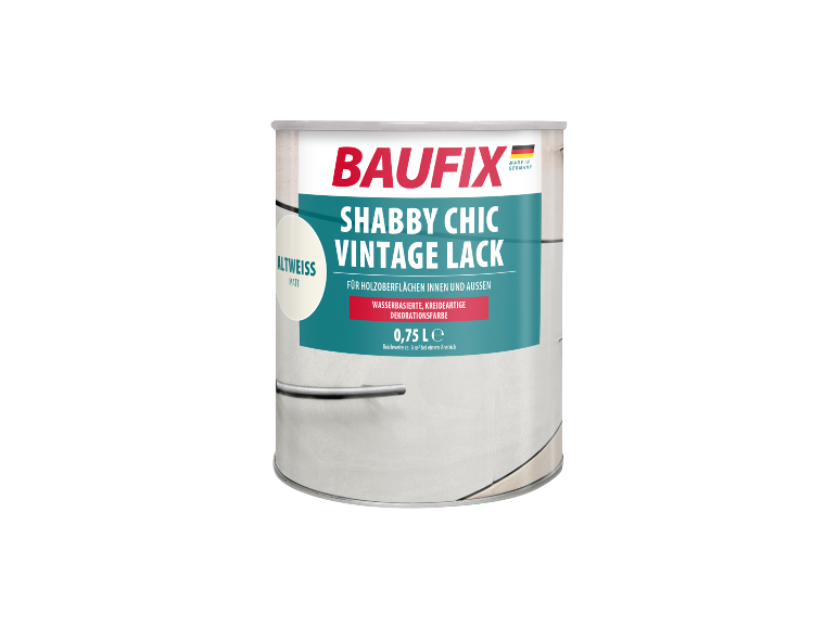 Baufix Shabby Chic Vintage Lack, matt, altweiß.