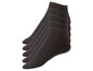 Fünf Paar schwarze Socken ohne Bündchen.