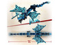 LEGO Ninjago Drache mit blauen Flügeln und beweglichen Teilen.