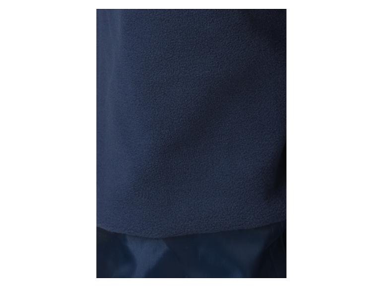 Nahaufnahme eines dunkelblauen Fleece-Stoffes mit feiner Textur.