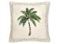 Cremefarbenes Kissen mit gestickter Palme und grünem Rand