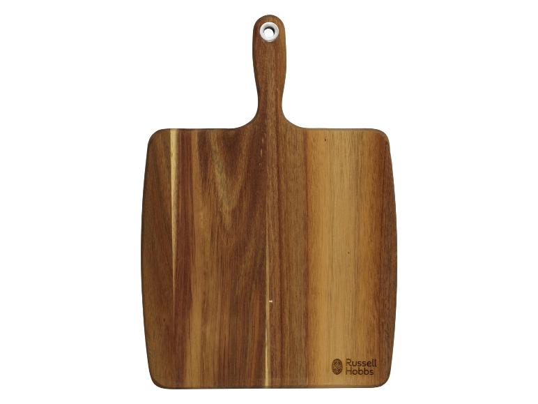 Ein Schneidebrett aus Holz mit Griff von Russell Hobbs.
