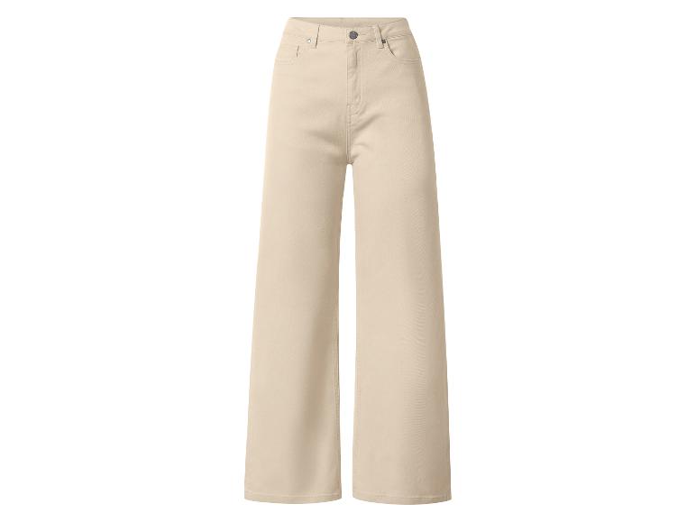 Beige High-Waist Wide-Leg Jeans