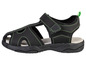 Schwarze Sandalen mit grünen Nähten