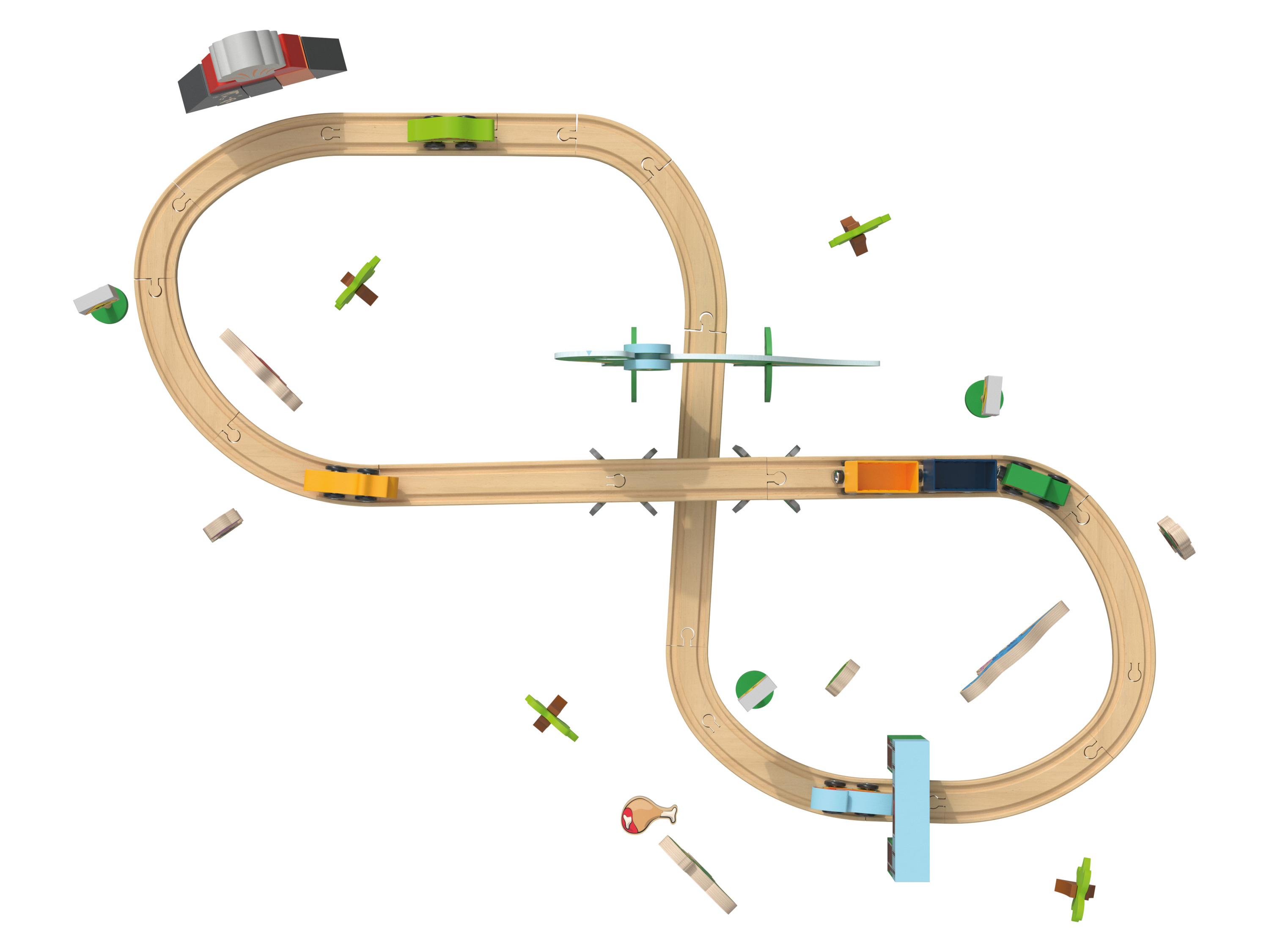 Thumbnail - lupilu® Holzeisenbahn-Set »Farm / Dinosaurier« (Dinosaurier-Set)