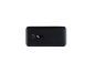 Schwarze Powerbank mit diagonalem Streifenmuster und LED-Anzeigen.