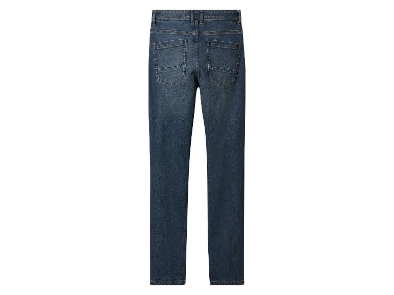 Dunkelblaue Jeans mit Gesäßtaschen.