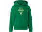 Grüner Kinder-Kapuzenpullover mit dem Aufdruck Build, Create, Explore!