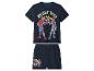Dunkelblauer Kinderpyjama mit „Spider Bros“-Aufdruck und Superheldengesichtern.